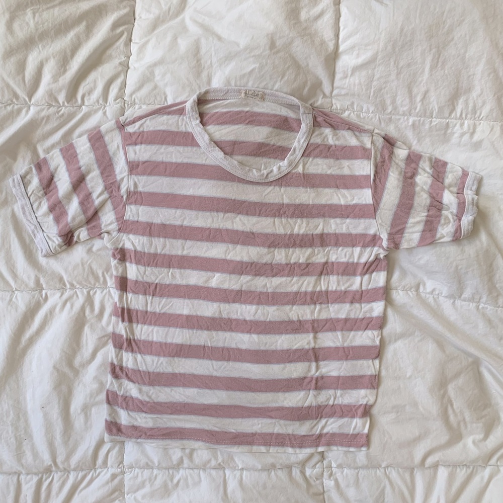 Brandy Melville Pink Striped Tshirt